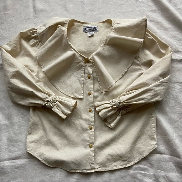 Vintage Bonjour Linen/Cotton Shirt Blouse - Picture 1 of 6